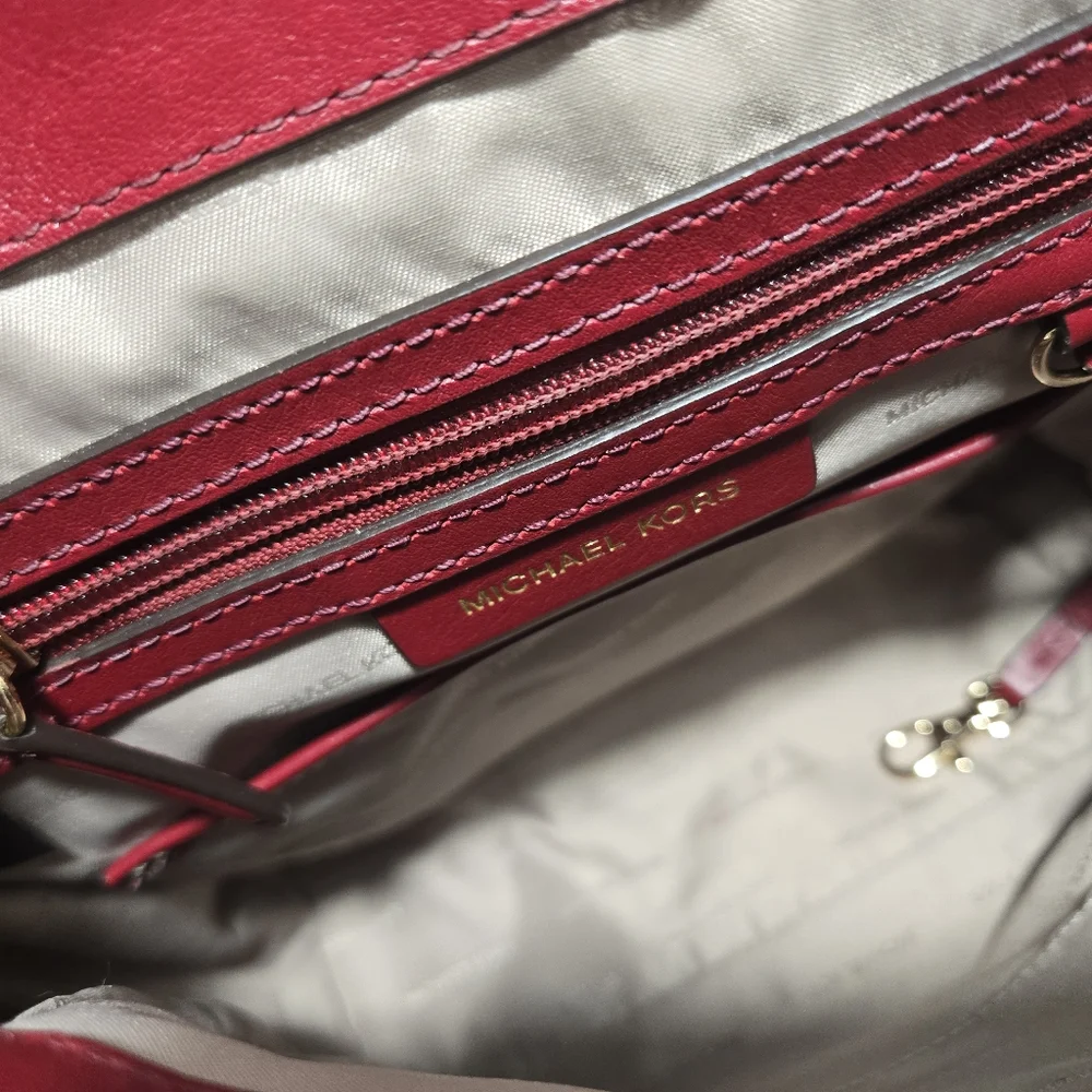 Michael Michael Kors Whitney Maroon MD Backpack Leather Purse